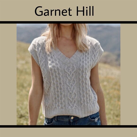 Garnet Hill Sweaters - Garnet Hill Cabled Cashmere Cream Sweater Vest XS Quiet Luxury